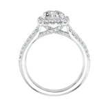 Artcarved Bridal Mounted with CZ Center Classic Halo Engagement Ring Liv 14K White Gold