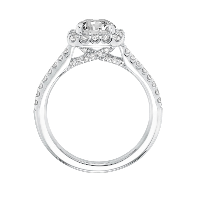 Artcarved Bridal Mounted with CZ Center Classic Halo Engagement Ring Liv 14K White Gold