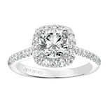 Artcarved Bridal Mounted with CZ Center Classic Halo Engagement Ring Liv 14K White Gold