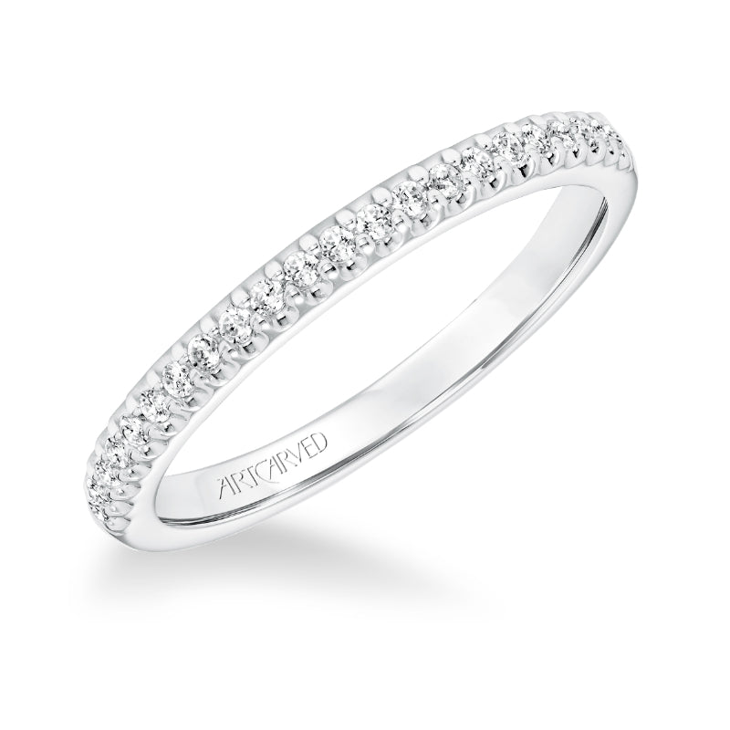 Artcarved Bridal Mounted with Side Stones Classic Halo Diamond Wedding Band Liv 14K White Gold
