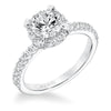 Artcarved Bridal Semi-Mounted with Side Stones Classic Halo Engagement Ring Emme 14K White Gold