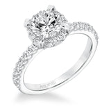 Artcarved Bridal Mounted with CZ Center Classic Halo Engagement Ring Emme 14K White Gold