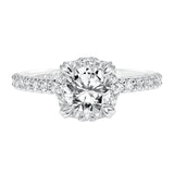 Artcarved Bridal Semi-Mounted with Side Stones Classic Halo Engagement Ring Emme 14K White Gold