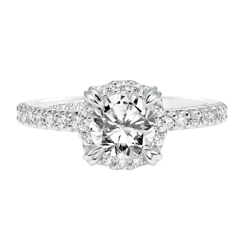 Artcarved Bridal Mounted with CZ Center Classic Halo Engagement Ring Emme 14K White Gold