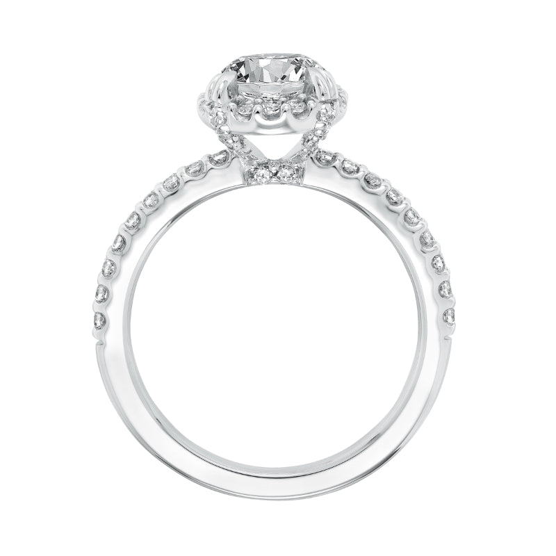 Artcarved Bridal Mounted with CZ Center Classic Halo Engagement Ring Emme 14K White Gold