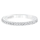 Artcarved Bridal Mounted with Side Stones Classic Halo Diamond Wedding Band Emme 14K White Gold