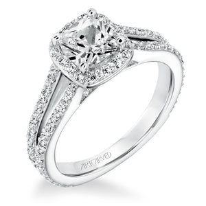 Artcarved Bridal Mounted with CZ Center Classic Halo Engagement Ring Evangeline 14K White Gold