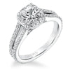 Artcarved Bridal Semi-Mounted with Side Stones Classic Halo Engagement Ring Evangeline 14K White Gold