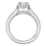 Artcarved Bridal Mounted with CZ Center Classic Halo Engagement Ring Evangeline 14K White Gold