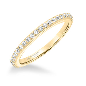 Artcarved Bridal Mounted with Side Stones Classic Halo Diamond Wedding Band Evangeline 14K Yellow Gold