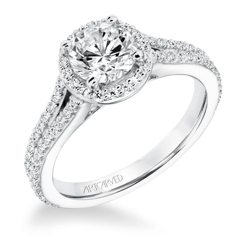 Artcarved Bridal Mounted with CZ Center Classic Halo Engagement Ring Taylor 14K White Gold