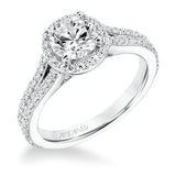 Artcarved Bridal Semi-Mounted with Side Stones Classic Halo Engagement Ring Taylor 14K White Gold
