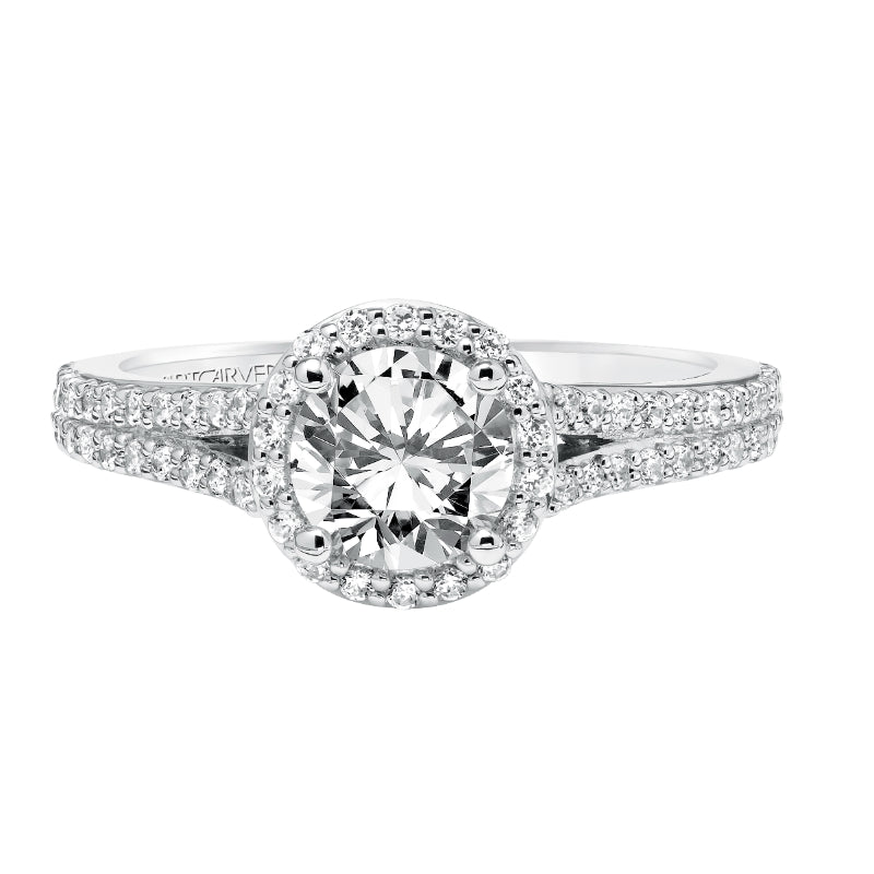 Artcarved Bridal Semi-Mounted with Side Stones Classic Halo Engagement Ring Taylor 14K White Gold