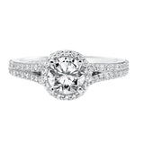 Artcarved Bridal Mounted with CZ Center Classic Halo Engagement Ring Taylor 14K White Gold
