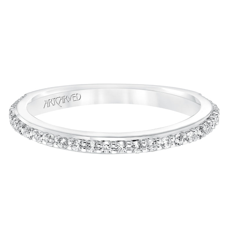 Artcarved Bridal Mounted with Side Stones Classic Halo Diamond Wedding Band Taylor 14K White Gold