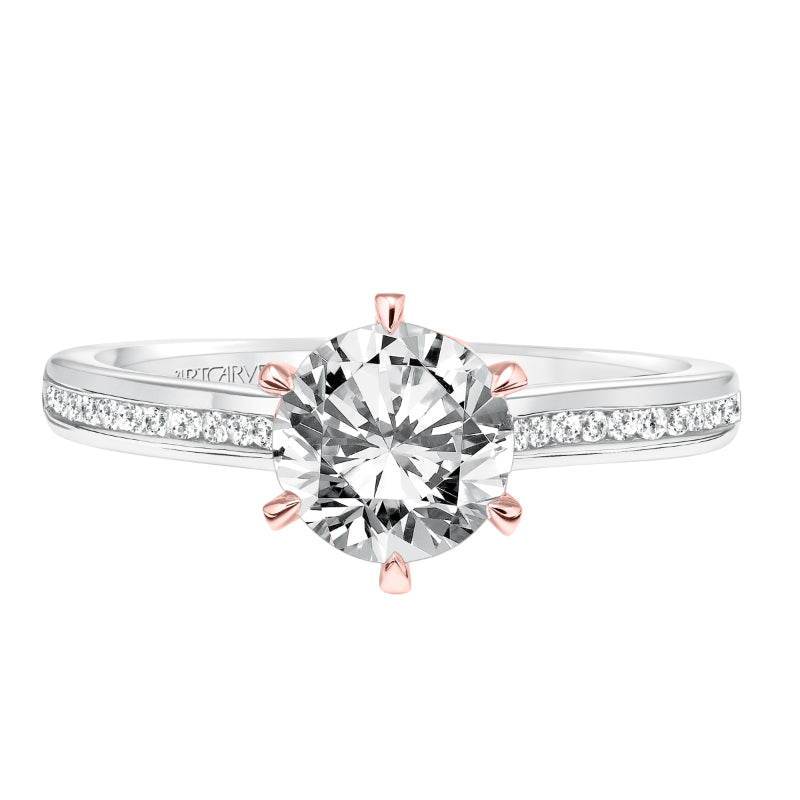 Artcarved Bridal Semi-Mounted with Side Stones Classic Diamond Engagement Ring Maura 14K White Gold Primary & 14K Rose Gold