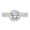 Artcarved Bridal Mounted with CZ Center Contemporary Rope Halo Engagement Ring Marin 14K White Gold Primary & 14K Yellow Gold