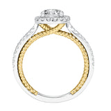 Artcarved Bridal Mounted with CZ Center Contemporary Rope Halo Engagement Ring Marin 14K White Gold Primary & 14K Yellow Gold