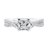 Artcarved Bridal Semi-Mounted with Side Stones Contemporary Twist Diamond Engagement Ring London 14K White Gold