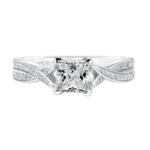 Artcarved Bridal Mounted with CZ Center Contemporary Twist Diamond Engagement Ring London 14K White Gold