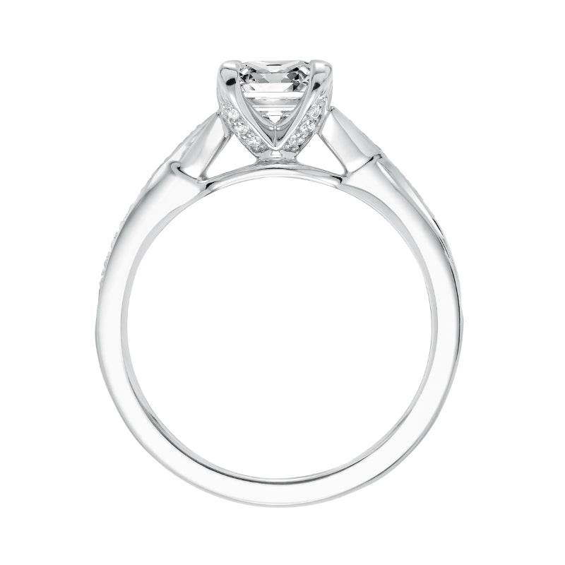 Artcarved Bridal Mounted with CZ Center Contemporary Twist Diamond Engagement Ring London 14K White Gold