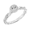 Artcarved Bridal Semi-Mounted with Side Stones Contemporary One Love Halo Engagement Ring Kinsley 18K White Gold