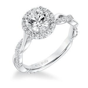 Artcarved Bridal Mounted with CZ Center Contemporary Twist Halo Engagement Ring Kinsley 14K White Gold