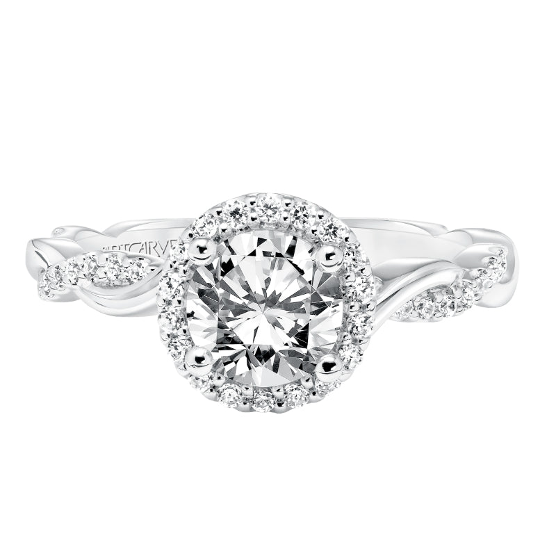 Artcarved Bridal Mounted with CZ Center Contemporary Twist Halo Engagement Ring Kinsley 14K White Gold