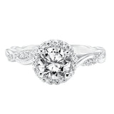 Artcarved Bridal Semi-Mounted with Side Stones Contemporary Twist Halo Engagement Ring Kinsley 14K White Gold