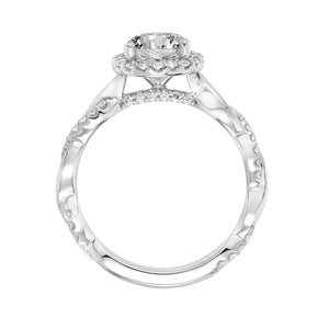 Artcarved Bridal Mounted with CZ Center Contemporary Twist Halo Engagement Ring Kinsley 14K White Gold