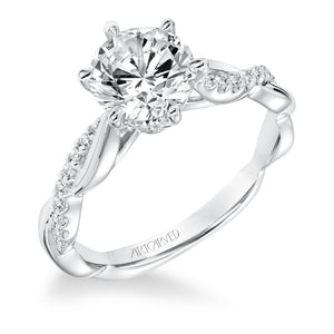 Artcarved Bridal Semi-Mounted with Side Stones Contemporary Twist Engagement Ring Marnie 14K White Gold