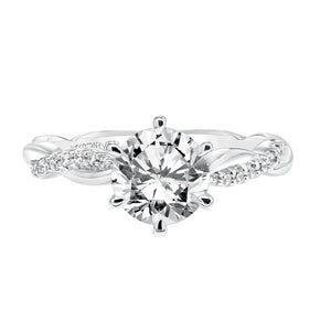 Artcarved Bridal Semi-Mounted with Side Stones Contemporary Twist Engagement Ring Marnie 14K White Gold