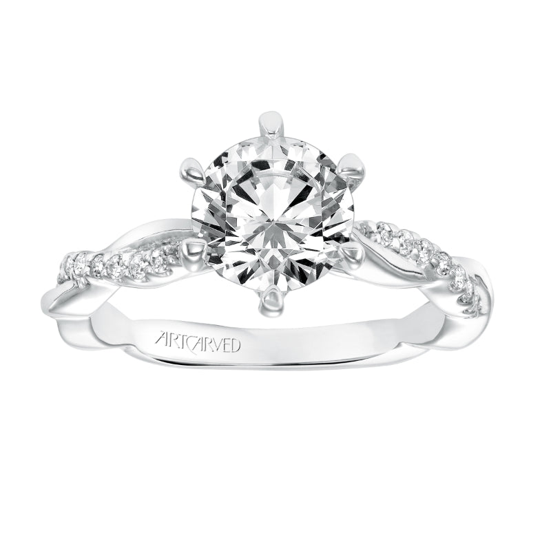 Artcarved Bridal Semi-Mounted with Side Stones Contemporary Twist Engagement Ring Marnie 14K White Gold