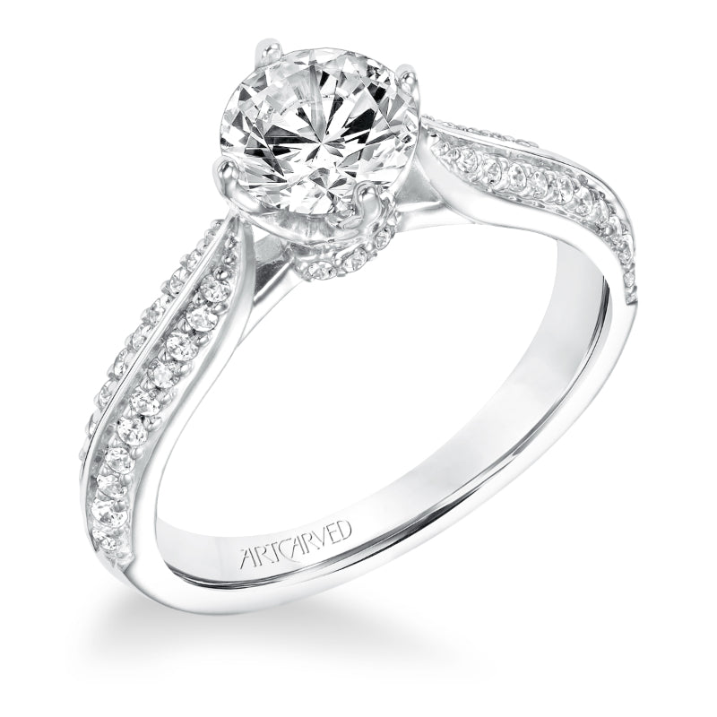 Artcarved Bridal Mounted with CZ Center Classic Diamond Engagement Ring Eloise 14K White Gold