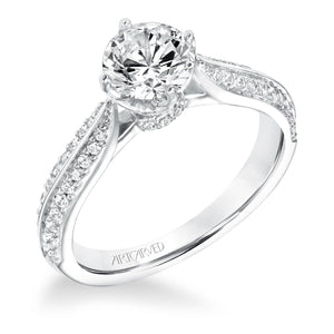 Artcarved Bridal Semi-Mounted with Side Stones Classic Diamond Engagement Ring Eloise 14K White Gold