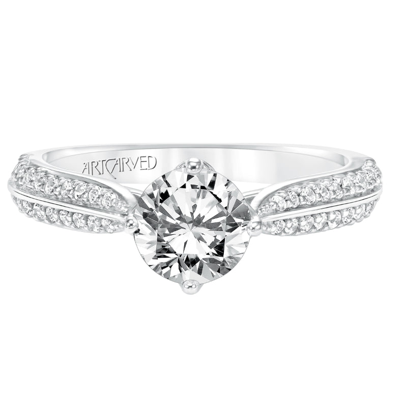 Artcarved Bridal Semi-Mounted with Side Stones Classic Diamond Engagement Ring Eloise 14K White Gold