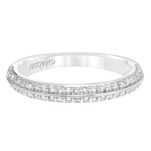 Artcarved Bridal Mounted with Side Stones Classic Diamond Wedding Band Eloise 14K White Gold