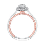 Artcarved Bridal Mounted with CZ Center Contemporary Rope Halo Engagement Ring Vita 14K White Gold Primary & 14K Rose Gold