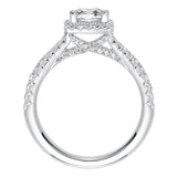 Artcarved Bridal Semi-Mounted with Side Stones Classic Halo Engagement Ring Leighton 14K White Gold