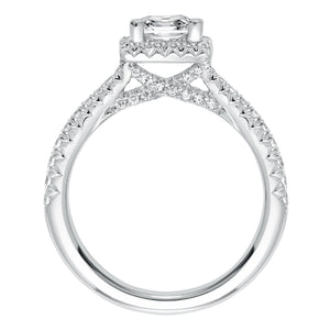 Artcarved Bridal Mounted with CZ Center Classic Halo Engagement Ring Leighton 14K White Gold