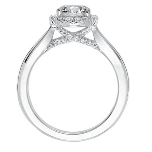 Artcarved Bridal Semi-Mounted with Side Stones Classic Halo Engagement Ring Maisy 14K White Gold