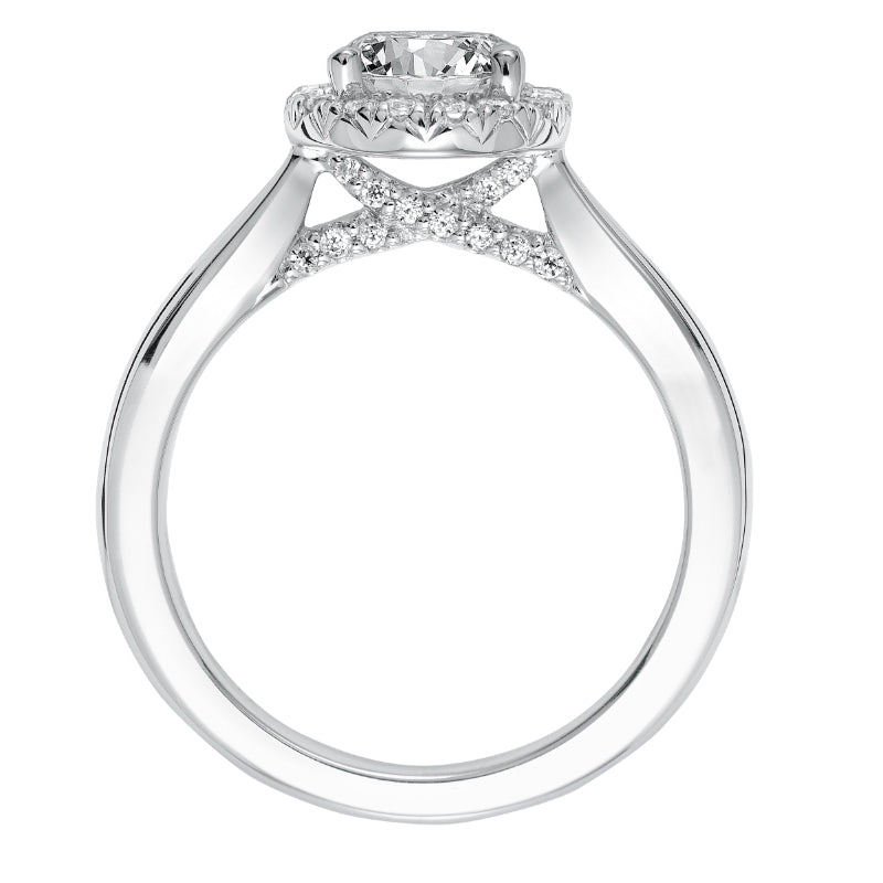 Artcarved Bridal Mounted with CZ Center Classic Halo Engagement Ring Maisy 14K White Gold