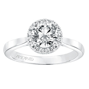 Artcarved Bridal Semi-Mounted with Side Stones Classic Halo Engagement Ring Maisy 14K White Gold
