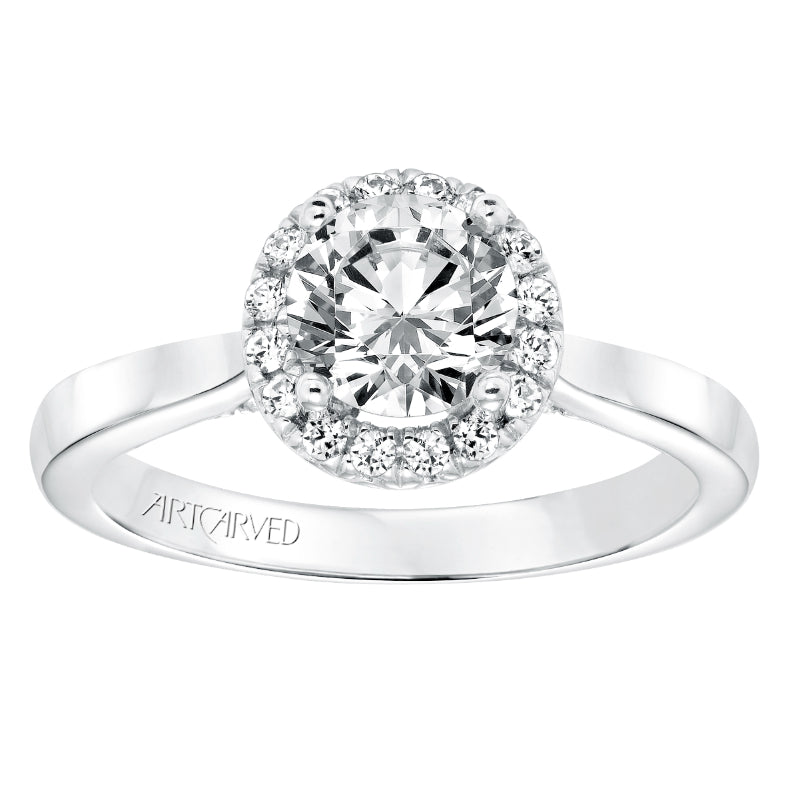 Artcarved Bridal Mounted with CZ Center Classic Halo Engagement Ring Maisy 14K White Gold