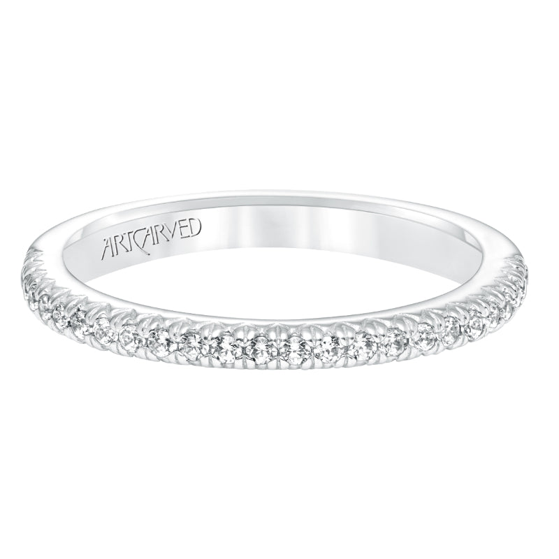 Artcarved Bridal Mounted with Side Stones Classic Halo Diamond Wedding Band Maisy 14K White Gold
