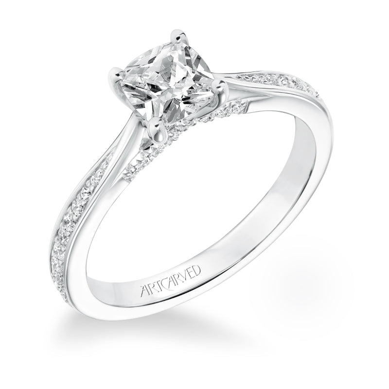 Artcarved Bridal Mounted with CZ Center Classic Diamond Engagement Ring Marci 14K White Gold