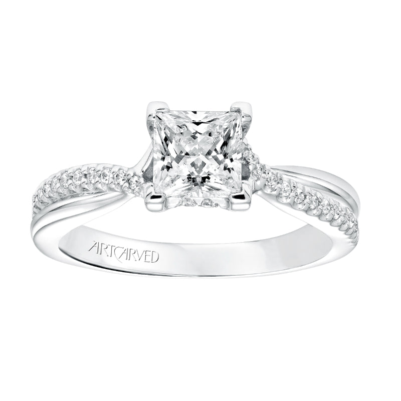 Artcarved Bridal Mounted with CZ Center Contemporary Twist Diamond Engagement Ring Tate 14K White Gold