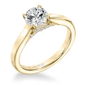 Artcarved Bridal Semi-Mounted with Side Stones Classic Solitaire Engagement Ring Ina 14K Yellow Gold