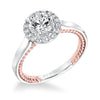 Artcarved Bridal Mounted with CZ Center Contemporary Rope Halo Engagement Ring Winnie 14K White Gold Primary & 14K Rose Gold