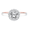 Artcarved Bridal Mounted with CZ Center Contemporary Rope Halo Engagement Ring Winnie 14K White Gold Primary & 14K Rose Gold